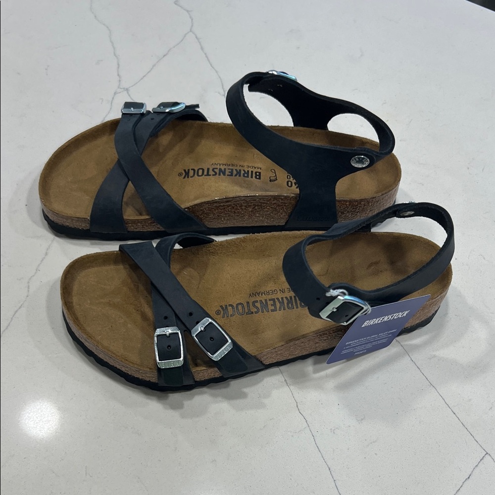 Birkenstock Kumba black Sandals with Silver Buckles
